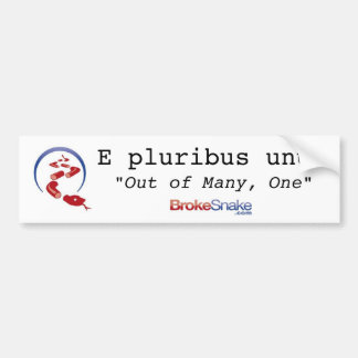 BrokeSnake-titel, slangenpictogram, E pluribus-unu Bumpersticker