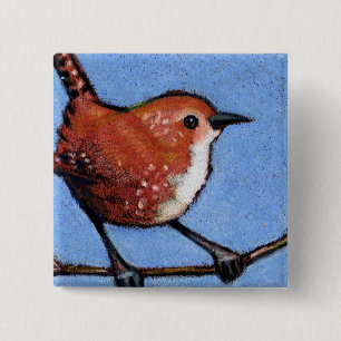 BROLEN, VOGELS, KLEURENPENCIL VIERKANTE BUTTON 5,1 CM
