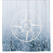 Brombalmonogram wintersparren douchegordijn (Voorkant)