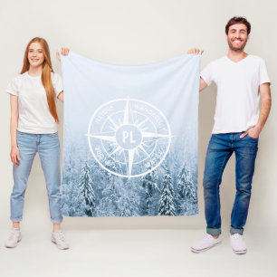 Brombalmonogram wintersparren fleece deken