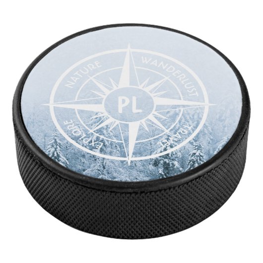 Brombalmonogram wintersparren hockey puck (3/4)
