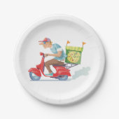 Bromfiets Pizza Levering Papieren Bordje (Voorkant)