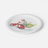 Bromfiets Pizza Levering Papieren Bordje (Gekanteld)