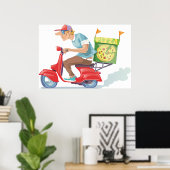 Bromfiets Pizza Levering Poster (Thuiskantoor)