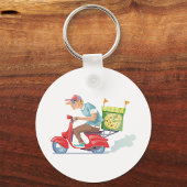 Bromfiets Pizza Levering Sleutelhanger