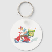 Bromfiets Pizza Levering Sleutelhanger (Achterkant)