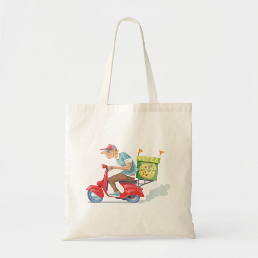 Bromfiets Pizza Levering Tote Bag (Voorkant)