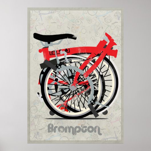 Brompton fiets gevouwen poster (Voorkant)