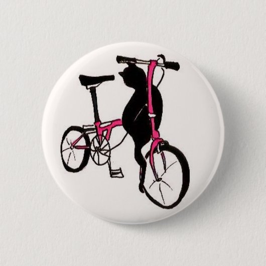 Brompton zwarte kat in roze ronde button 5,7 cm (Voorkant)