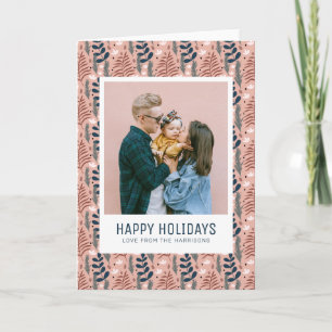 Bron: Bron: Whimsical Scandi Pink Foliage Pattern Feestdagen Kaart