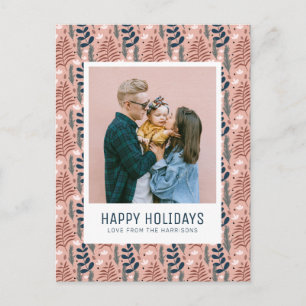 Bron: Bron: Whimsical Scandi Pink Foliage Pattern Feestdagenkaart
