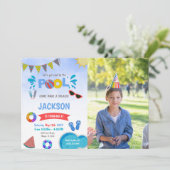 Bron: Sunglass Blue Cloud Pool Birthday Invitation Kaart (Staand voorkant)