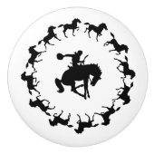 Bronc Cowboy Rider Drawer Pull Keramische Knop (Voorkant)