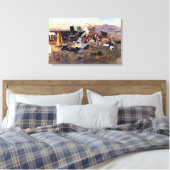 Bronc in Koe Camp door Charles M. Russell Canvas Afdruk (Insitu (Slaapkamer))