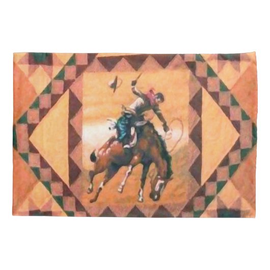 Bronc Rider Westerne Cowboy Pillowcase Kussensloop (Achterkant)