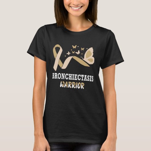 Bronchiectasis Awareness Pearl Ribbon Warrior Butt T-shirt (Voorkant)