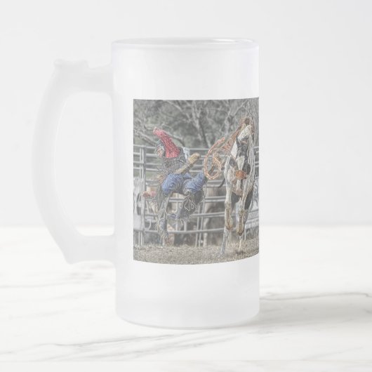 Bronco Rider Frosted Stein Matglas Bierpul (Links)