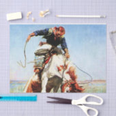 “Bronco Rider” Westerse kunst van W Herbert Dunton Tissuepapier (Craft)