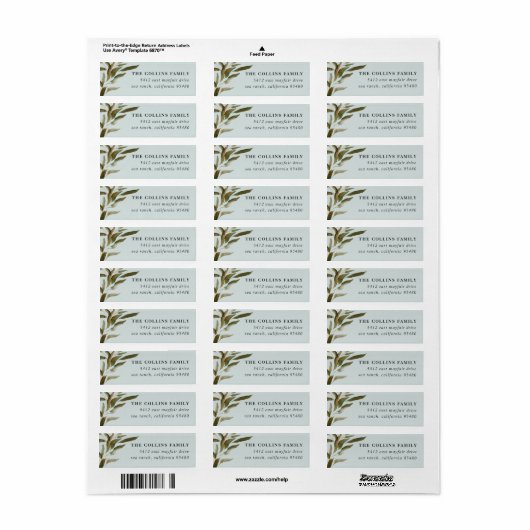 Broned Branches Return-adreslabel Etiket (Full Sheet)