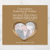 Brons 8e huwelijksverjaardag op maat sparkling wijnetiket (Enkel label)