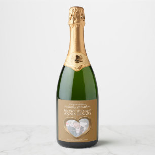 Brons 8e huwelijksverjaardag op maat sparkling wijnetiket