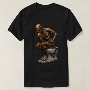 Brons beeld "De denker" Humor T-shirt