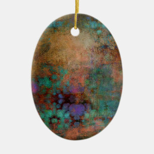 Brons, Blauwgroen, Paars Abstract Keramisch Ornament