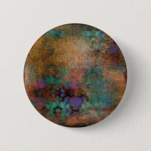 Brons, Blauwgroen, Paars Abstract Ronde Button 5,7 Cm