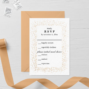Brons Confetti Brusts Bruiloft RSVP Kaart