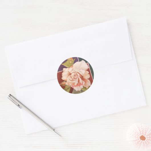 Brons Copper Roos Waterverf Floral Ronde Sticker (Envelop)