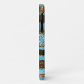 Brons en aquamarijn folie- en glinsterstrepen Case-Mate iPhone case (Achterkant/links)