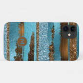 Brons en aquamarijn folie- en glinsterstrepen Case-Mate iPhone case (Achterkant (horizontaal))