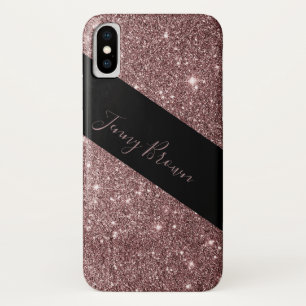 Brons en glitter Elegant monogram iPhone X Hoesje