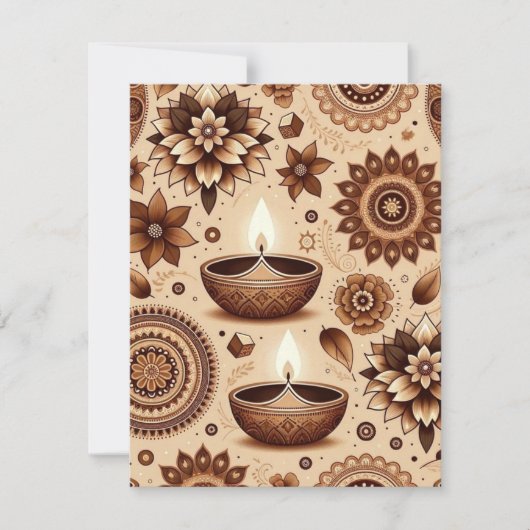 Brons en Goud Diwali Printable Scrapbook Papier Kaart (Voorkant)