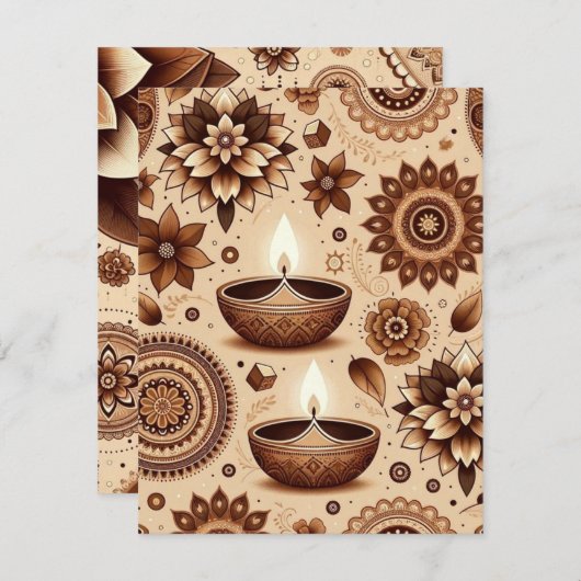 Brons en Goud Diwali Printable Scrapbook Papier Kaart (Voorkant / Achterkant)