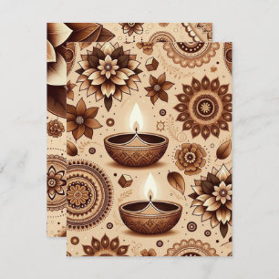 Brons en Goud Diwali Printable Scrapbook Papier Kaart
