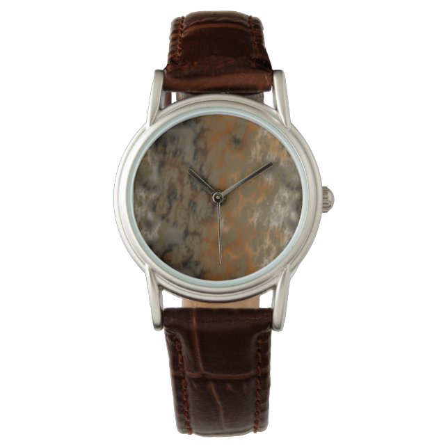 Brons en Kopermarmer Abstract Horloge (Voorkant)
