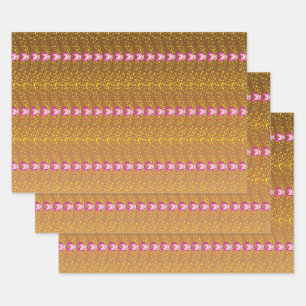 Brons en roze Floral Violet patroon Inpakpapier Vel