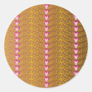  Brons en roze Floral Violet patroon Ronde Sticker