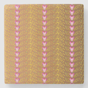 Brons en roze Floral Violet patroon Stenen Onderzetter