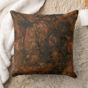 Brons en Roze Steen Abstract Kussen