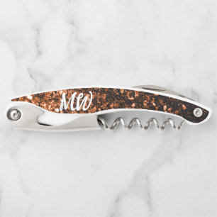 Brons faux glitter sparkles Monogram Kurkentrekker