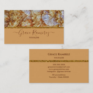 brons   Faux Gold Glitter Marble Agate Monogram Visitekaartje