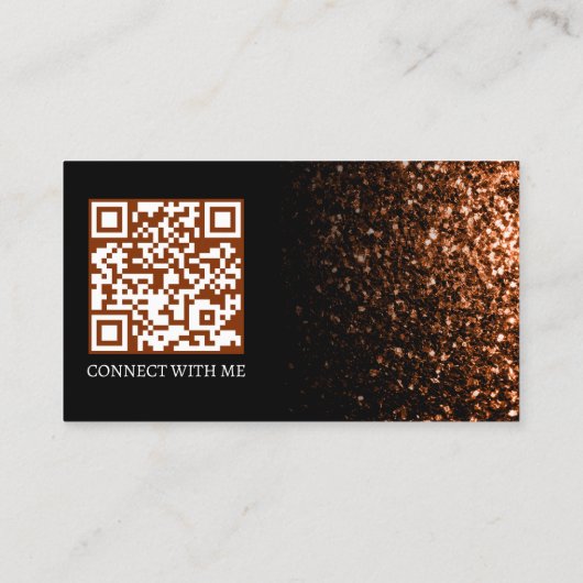 Brons faux sparkle zwart elegante QR-code Visitekaartje (Achterkant)