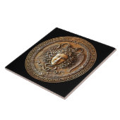 Brons Frans Medusa Wall Tegel met Griekse sleutel Tegeltje (Zijkant)