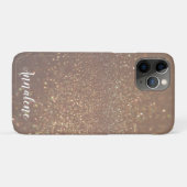 Brons Glam Chic Glitter Gepersonaliseerde naam Hoe Case-Mate iPhone Case (Achterkant (horizontaal))