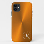 Brons glanzend faux metal monogram Case-Mate iPhone case (Achterkant)