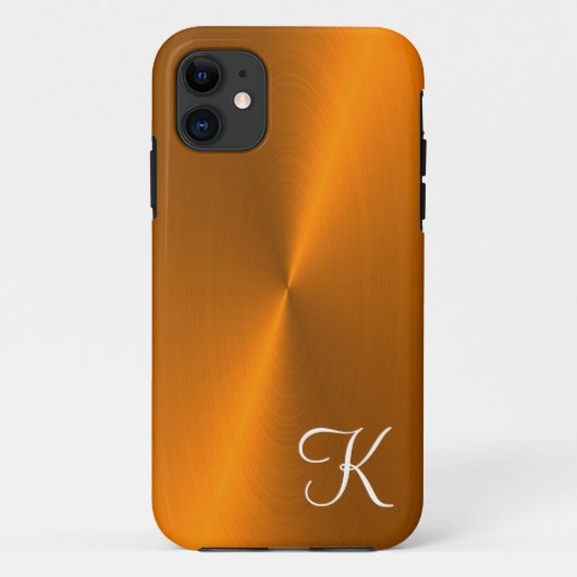 Brons glanzend faux metal monogram Case-Mate iPhone case (Achterkant)