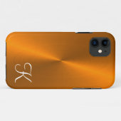 Brons glanzend faux metal monogram Case-Mate iPhone case (Achterkant (horizontaal))