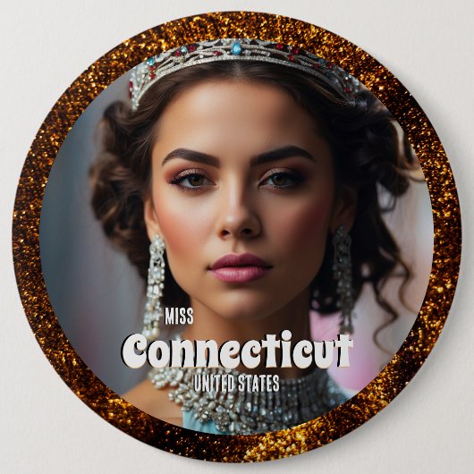 Brons Glitz Pageant Button Pin Custom Foto (Voorkant)